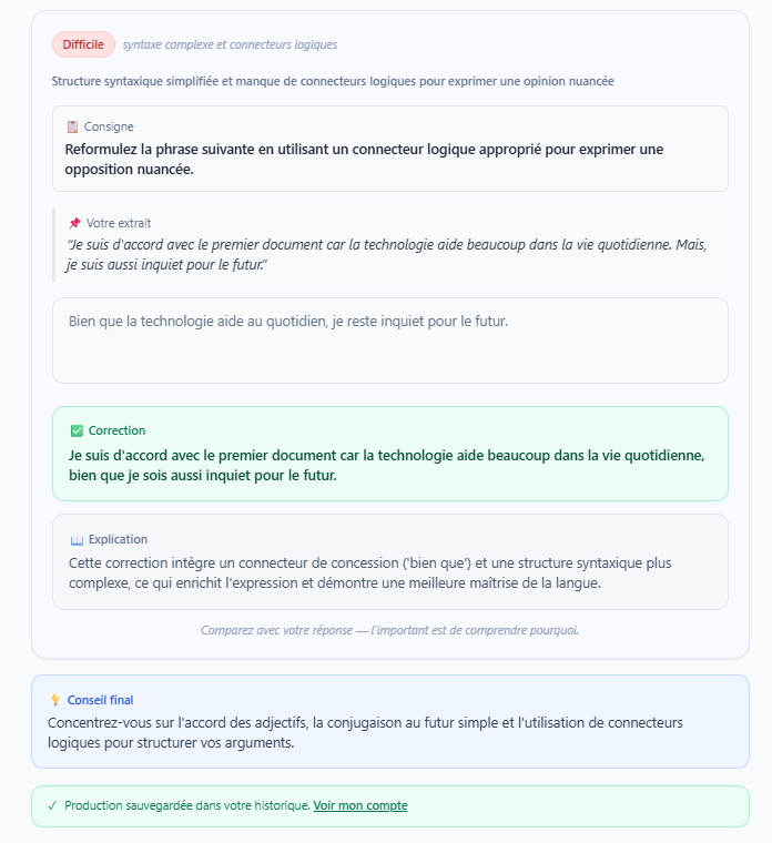 Exercices personnalisés Expria