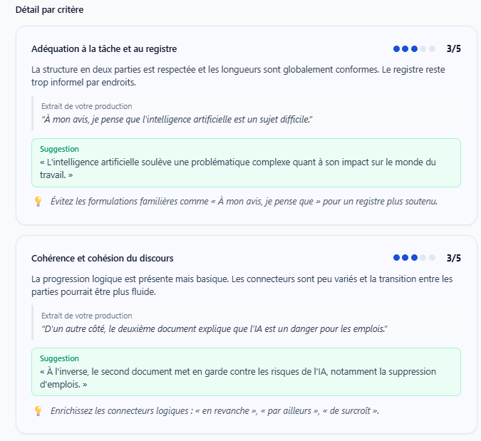 Correction critère par critère Expria